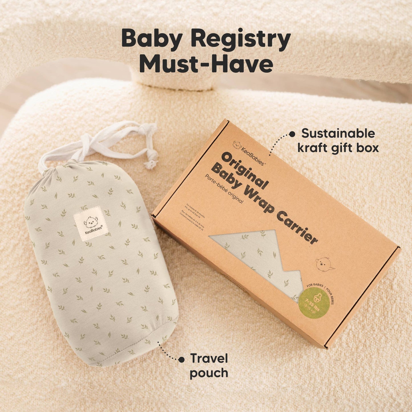 KeaBabies Original Baby Wrap Carrier: Leafy