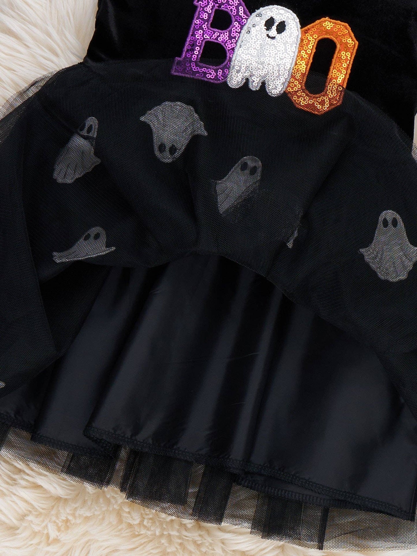 Boo Ghost Embroidered Tulle Dress