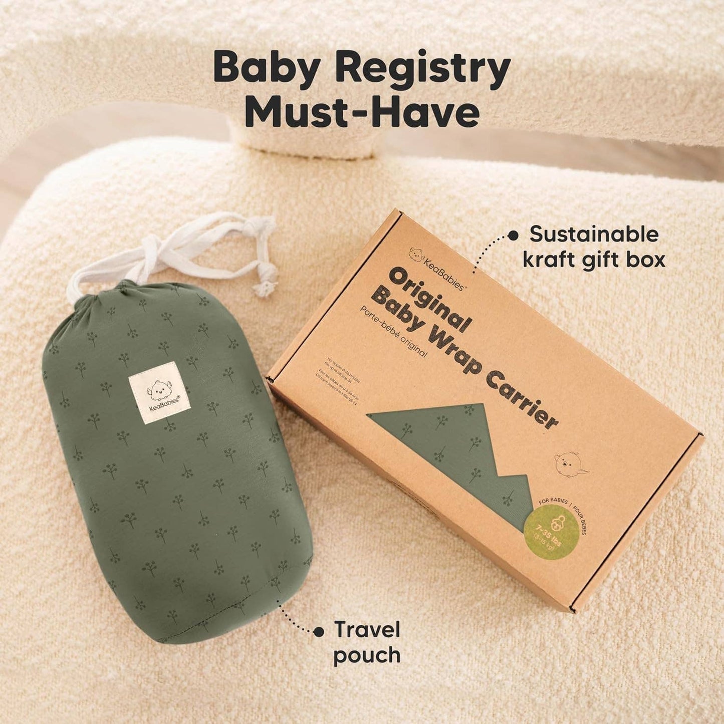 KeaBabies Original Baby Wrap Carrier: Forest