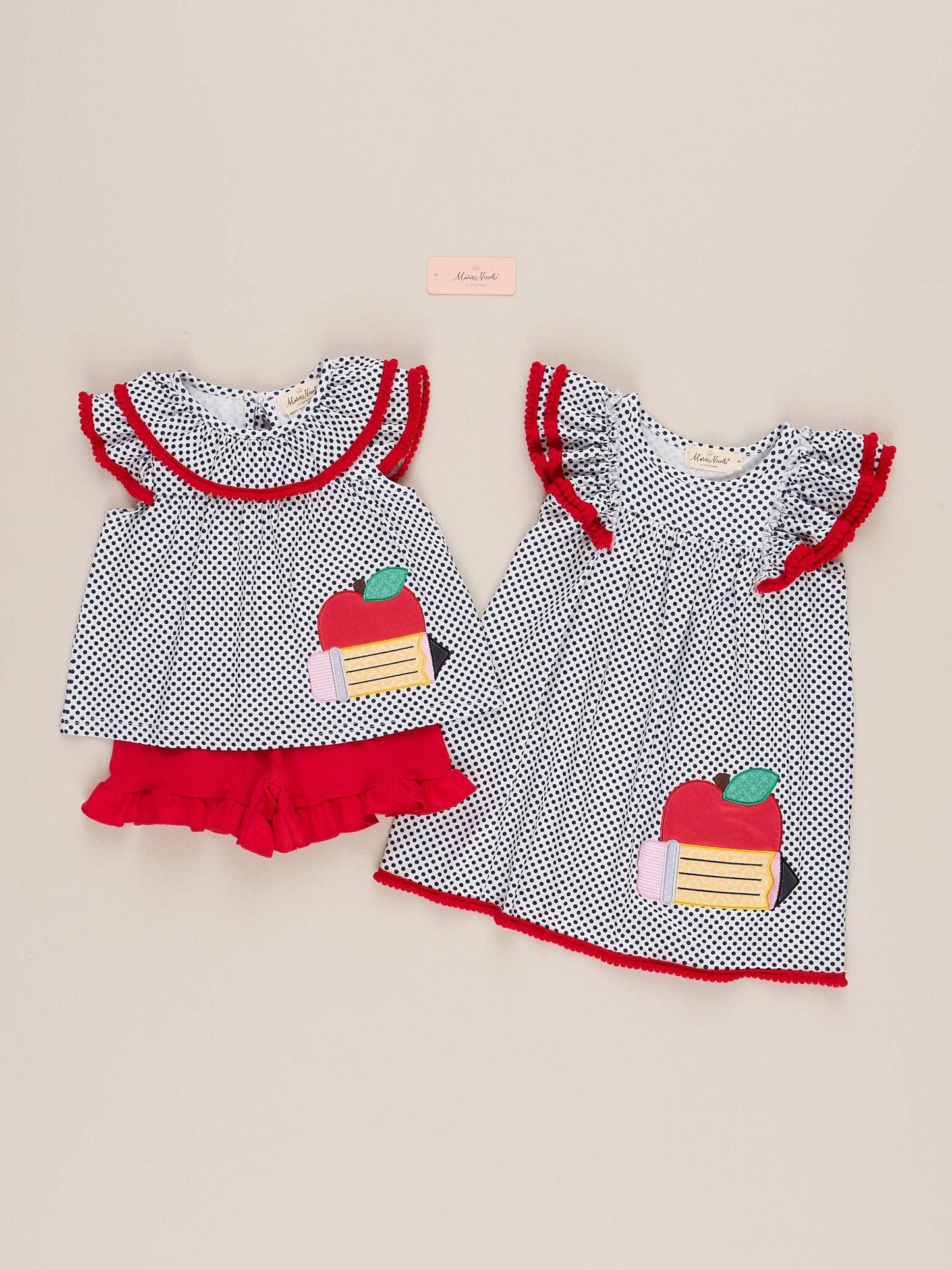 Polka Dot Pencil & Apple Ruffle Outfit