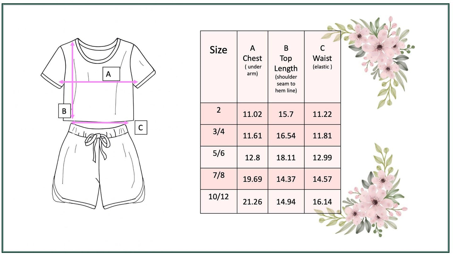 Girls Bright Pink Teal Flower Spring Summer Short Set