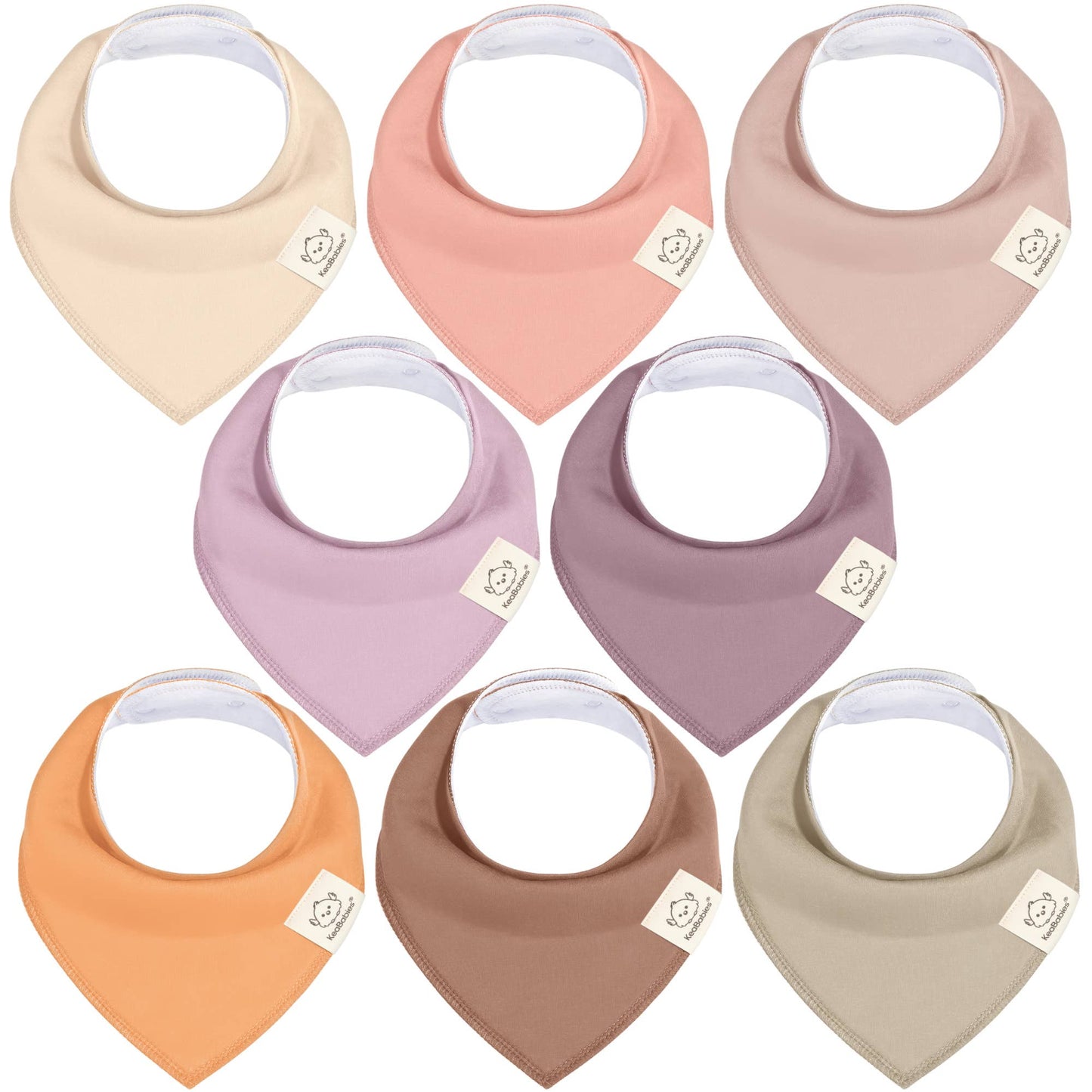 8-pack Baby Bandana Bibs for Girls and Boys: Mauve