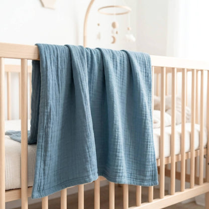 Muslin Swaddle Blanket - Lake Blue