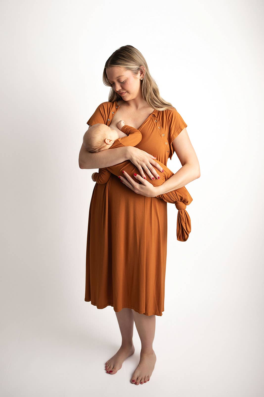 Saddle Longhorn Orange Western Knotted Newborn Baby Gown & Hat