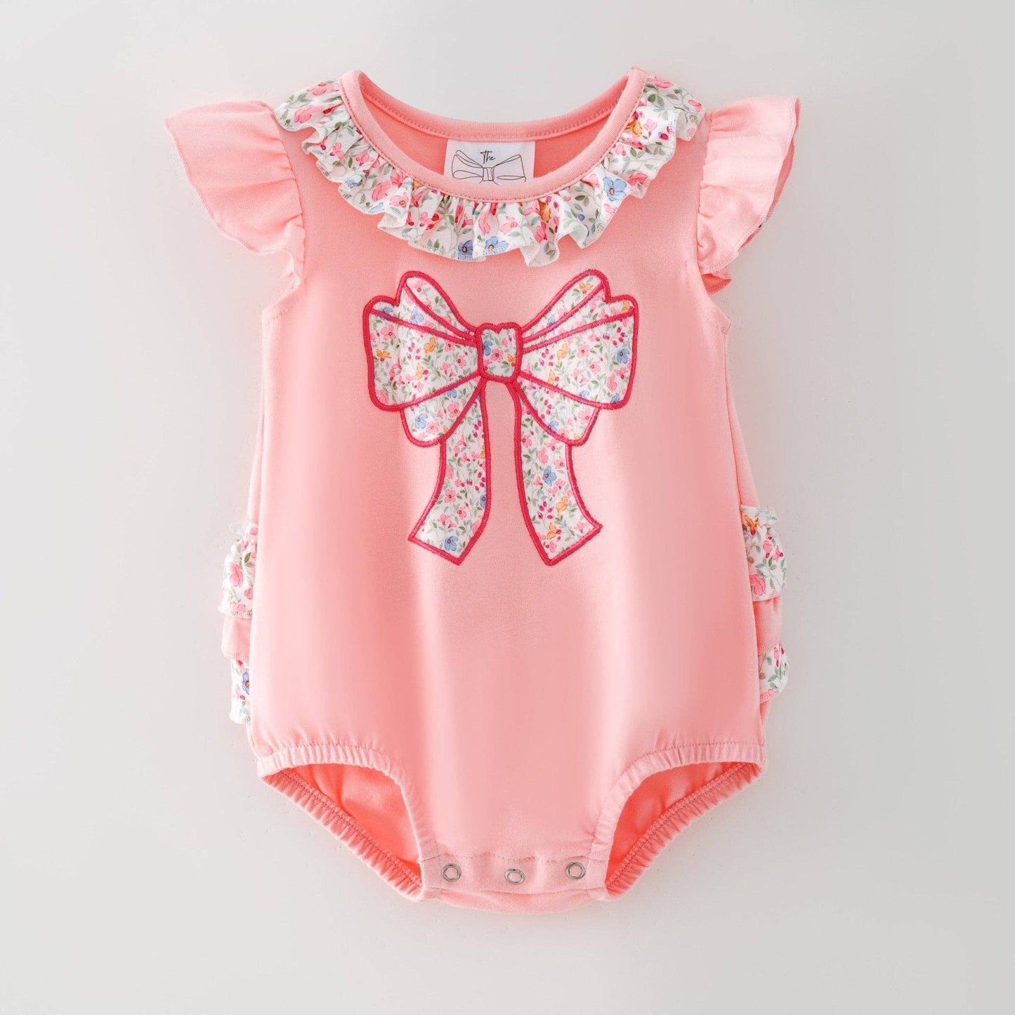 Pink Floral Bow Romper
