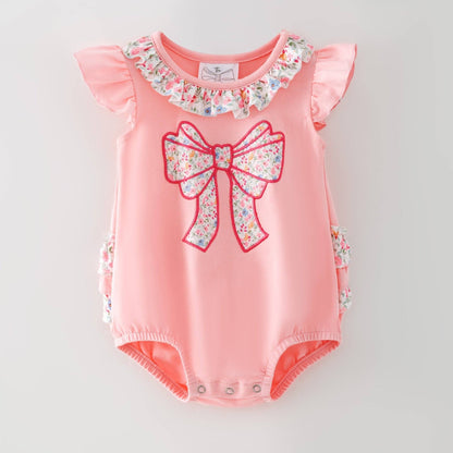 Pink Floral Bow Romper