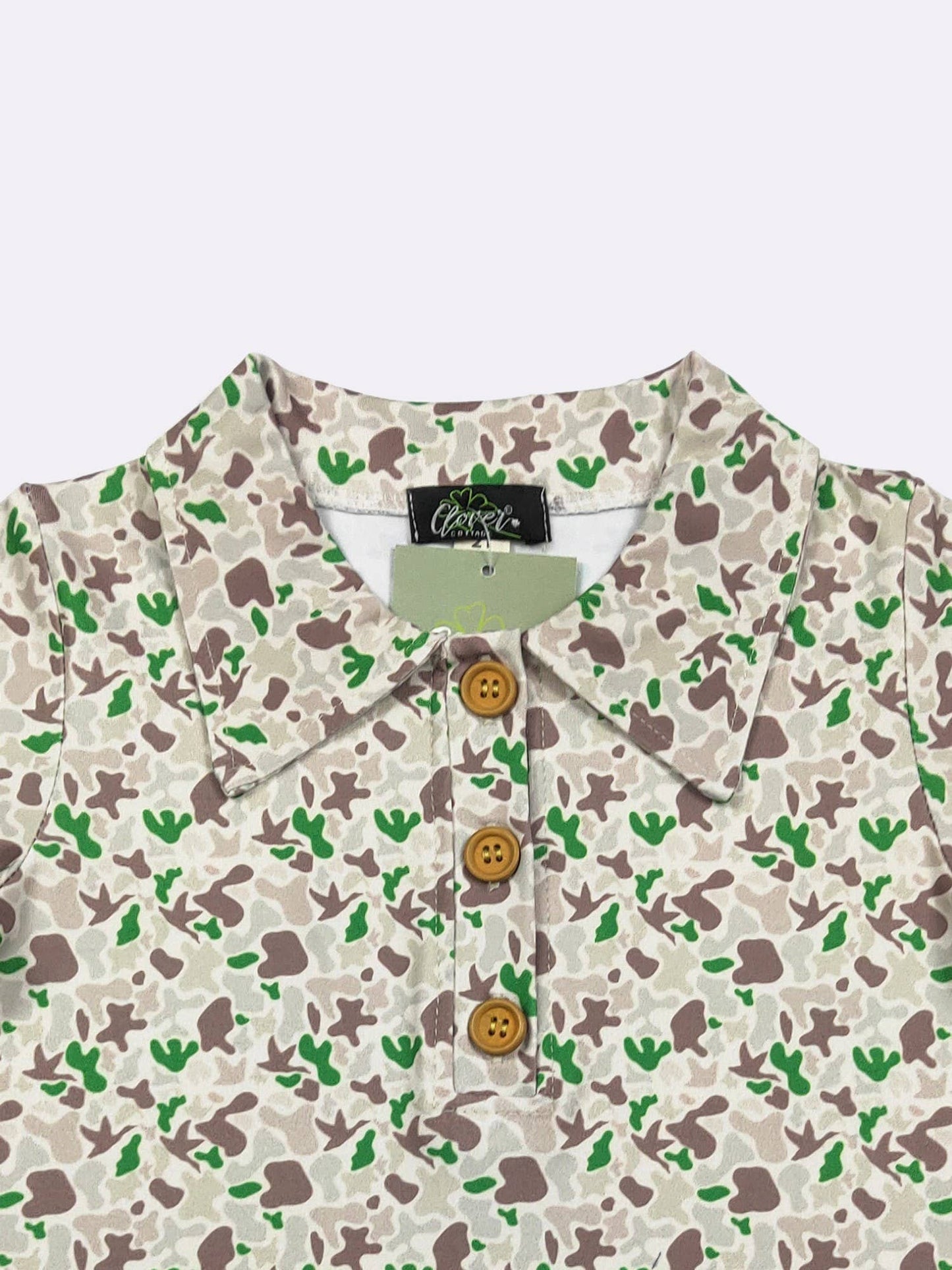 Emerald Camo Boy Collar Shirt: 7/8 YRS