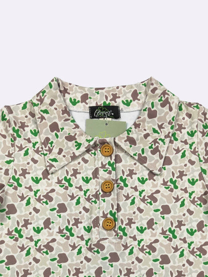 Emerald Camo Boy Collar Shirt: 7/8 YRS