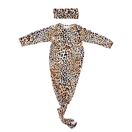 Leopard Knotted Gown & Bow