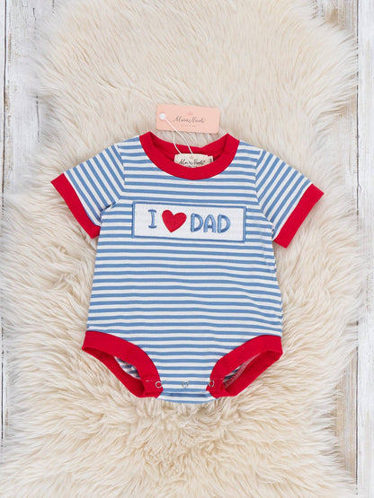 I Love DAD Stripe Smocked Romper