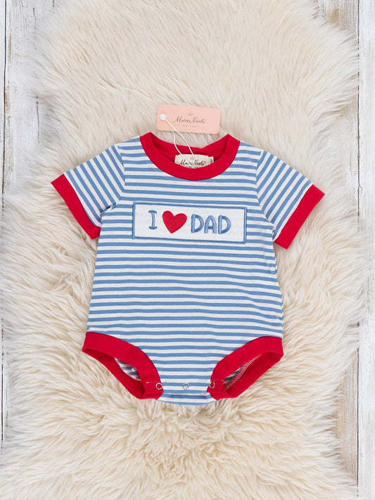 I Love DAD Stripe Smocked Romper