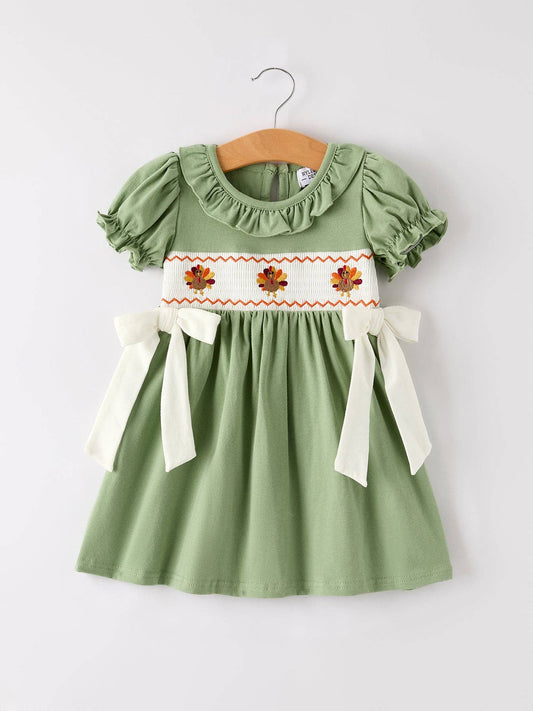 Thanksgiving Smock Embroidered Dress