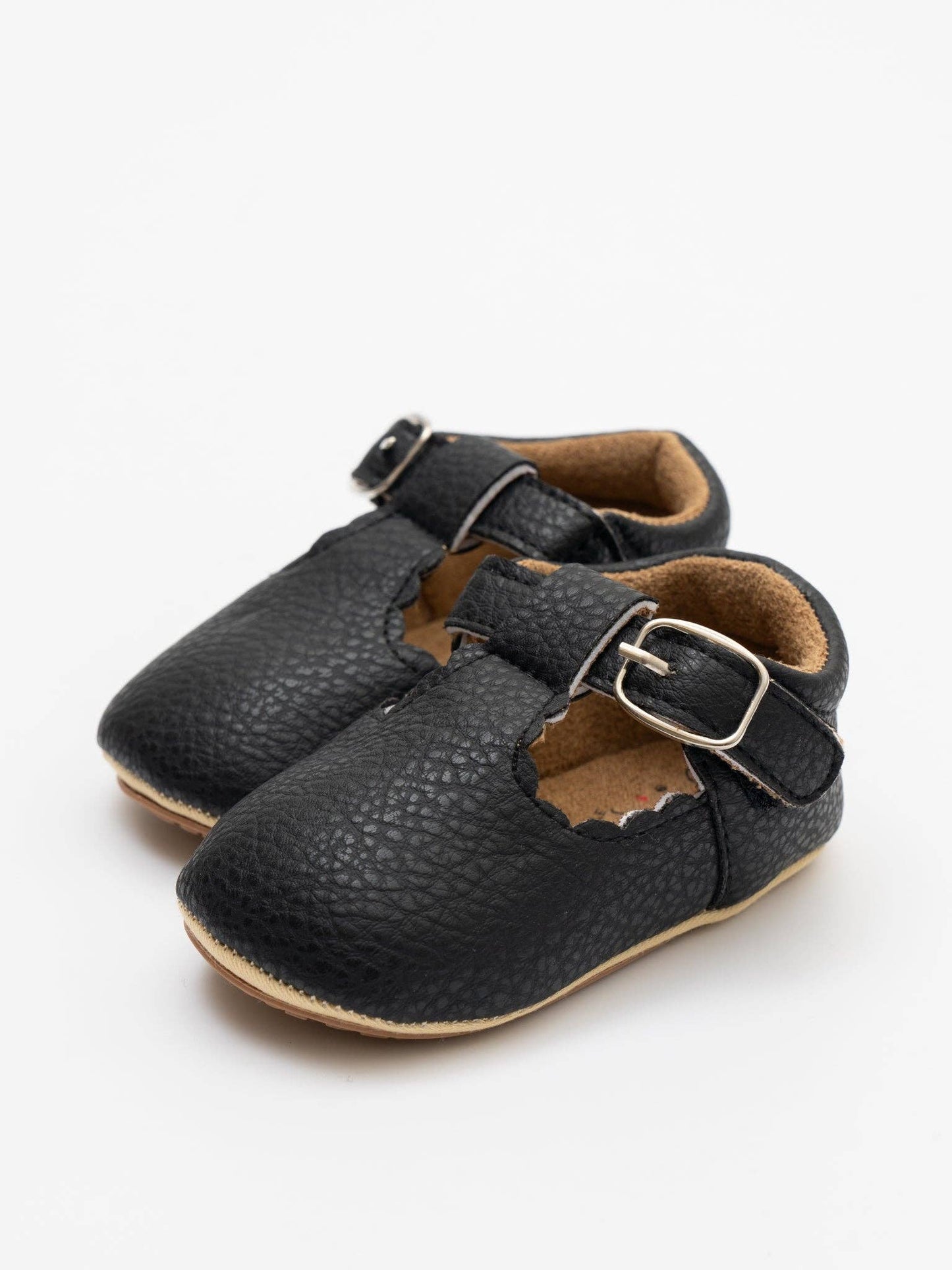 T-Strap Scalloped Buckle Shoes For Baby Girl: Brown
