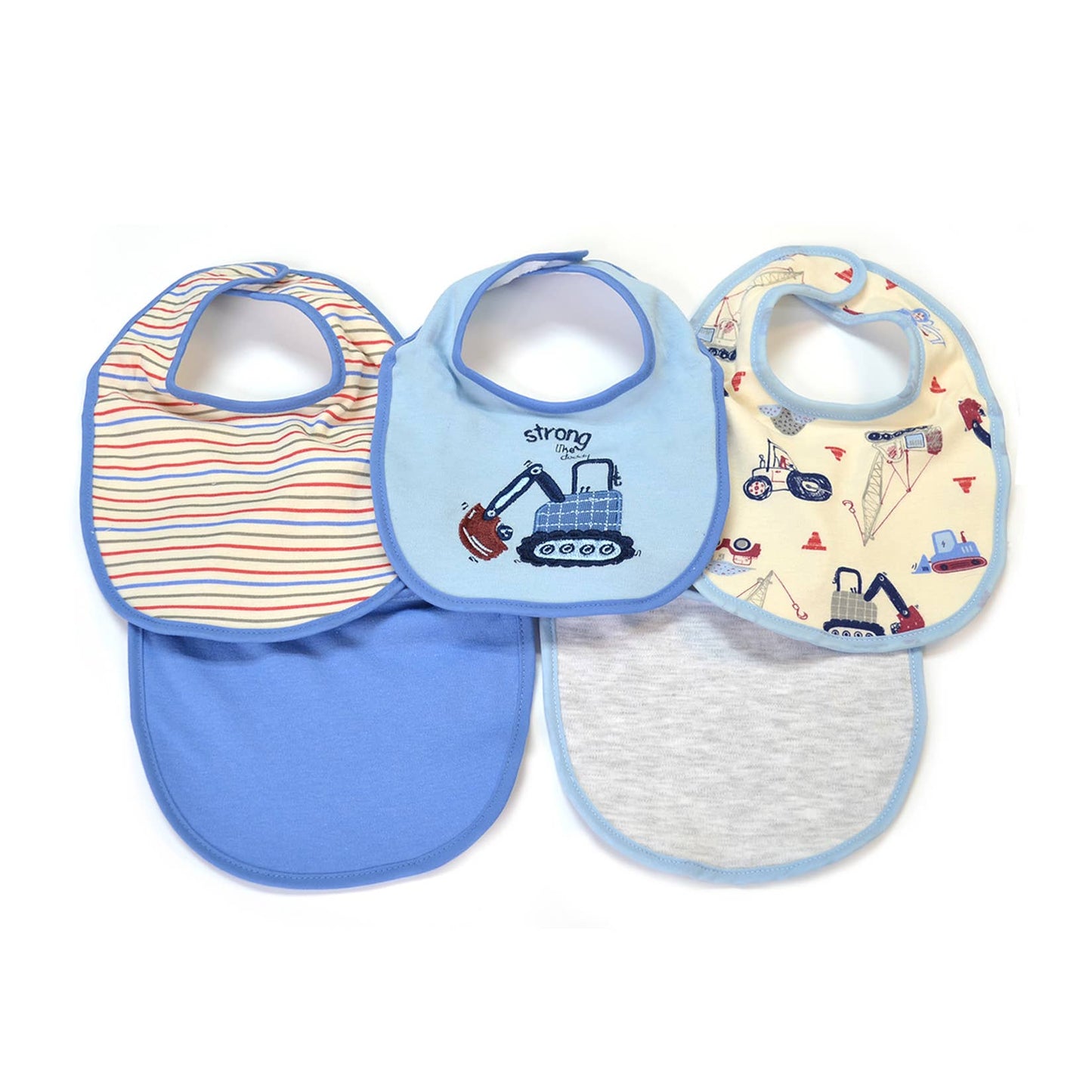 5 Pack Soft Cotton Poly Embroidered Baby Bibs