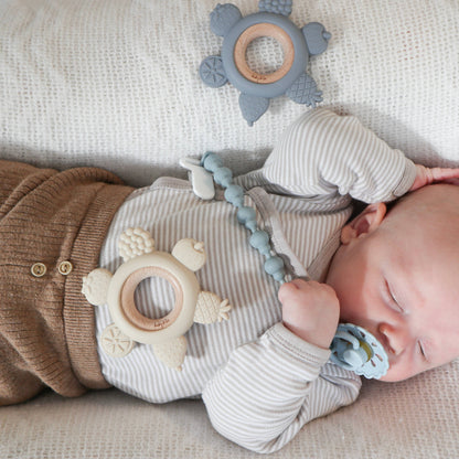 Pacifier Clip - Almond & Dusty Rose: Almond & Dusty Rose
