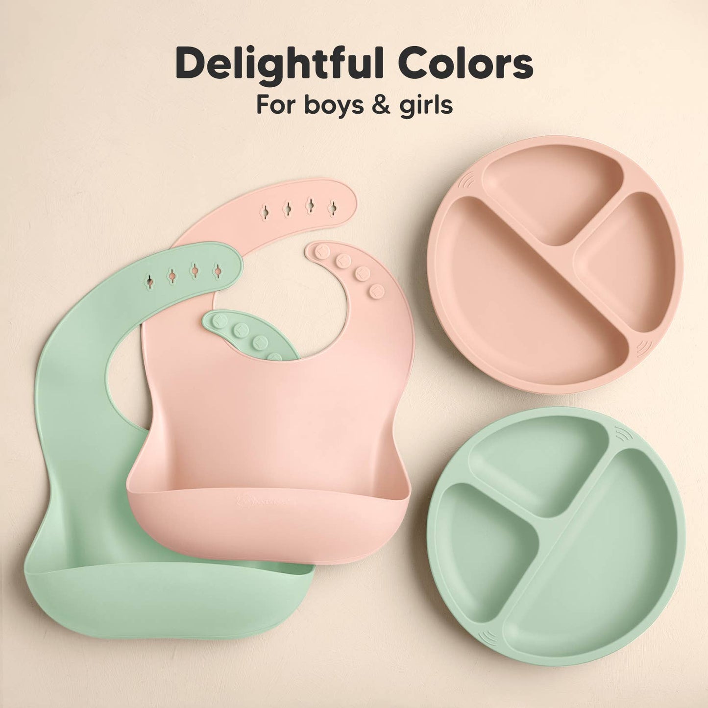 2-Pack Prep Silicone Bibs for Babies, Toddlers, Boys, Girls: Mellow