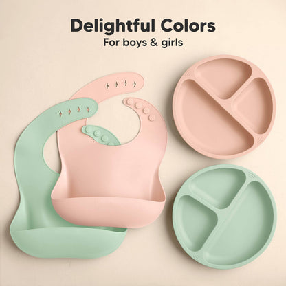 2-Pack Prep Silicone Bibs for Babies, Toddlers, Boys, Girls: Mellow