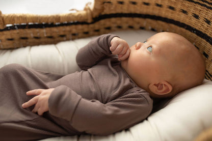 Cocoa Brown Ribbed Knotted Newborn Baby Gown & Bow