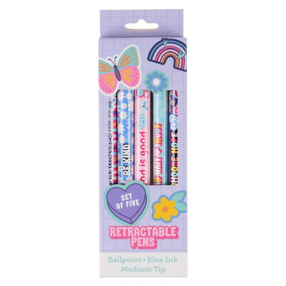 Pen Set 5 pc Girls Sticker Art