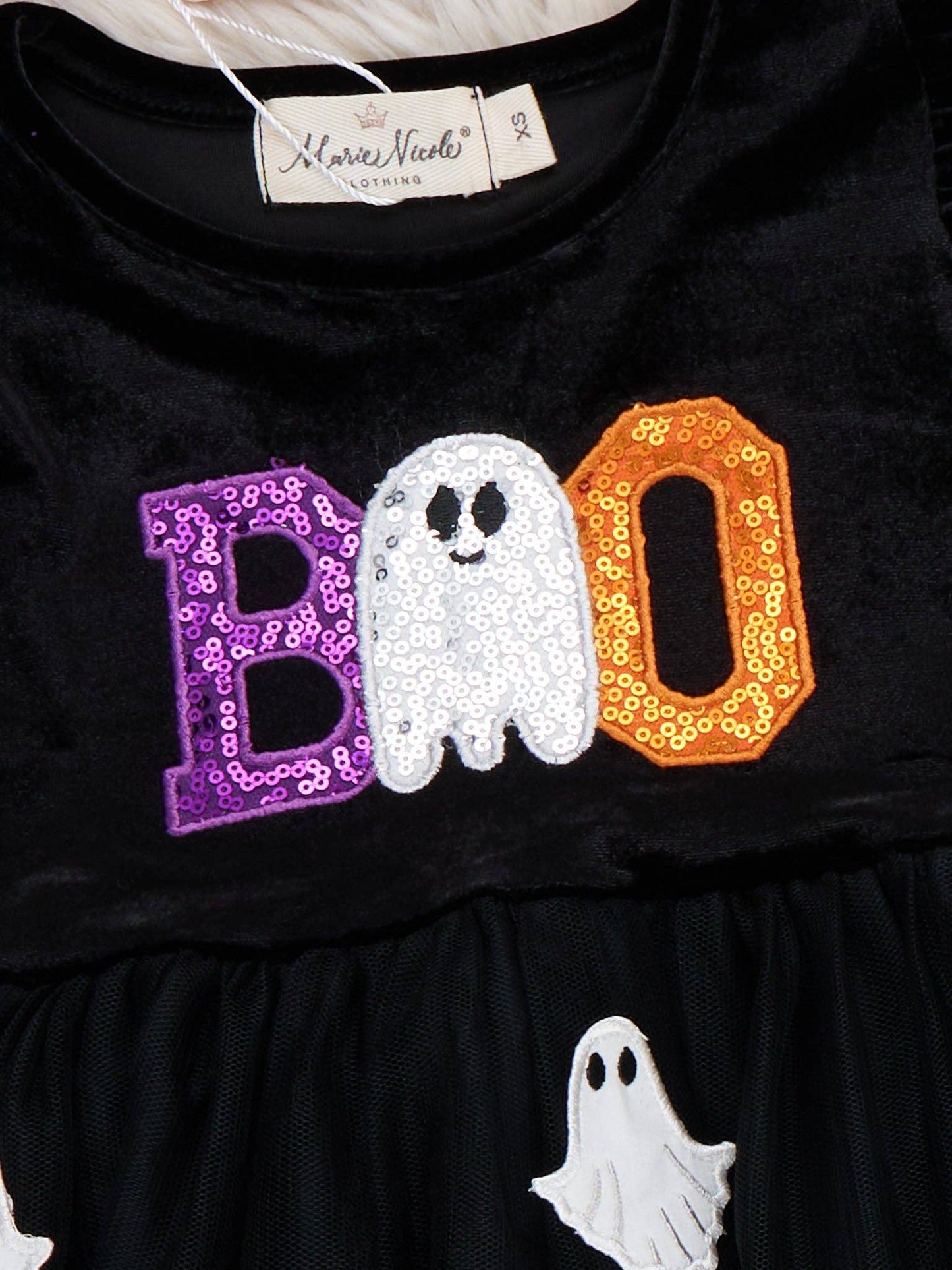 Boo Ghost Embroidered Tulle Dress