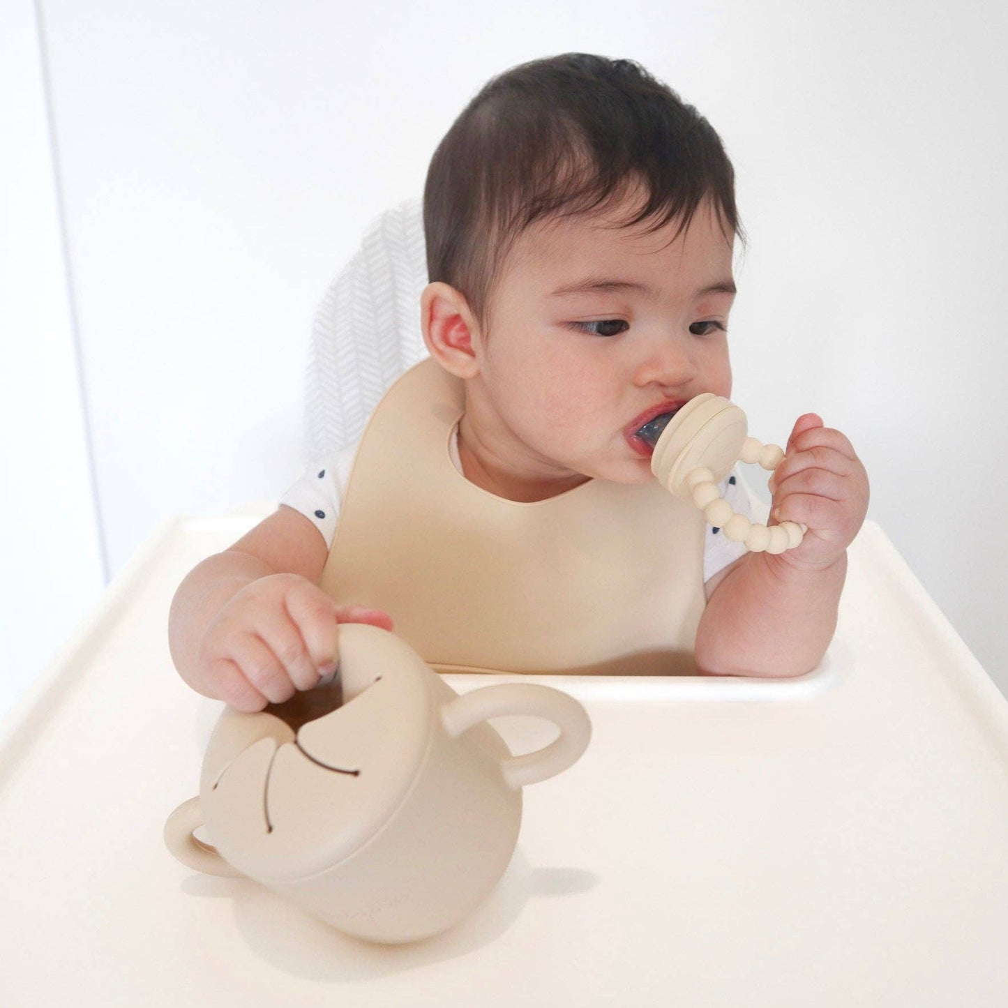 Silicone Snack Cup for Babies, Toddlers & Kids: Almond