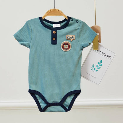Pack of 3 100% Cotton Baby Roar Lion Twill Patches Bodysuits