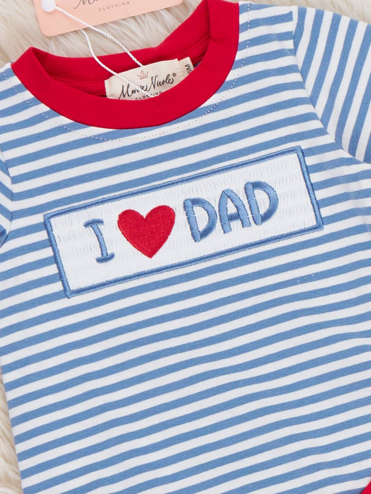 I Love DAD Stripe Smocked Romper