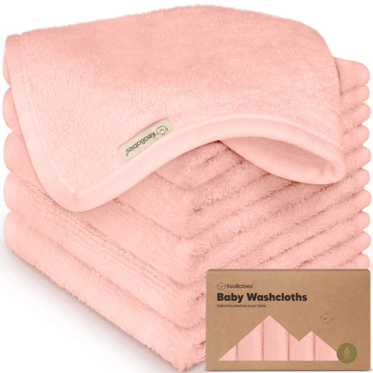 6-Pack Baby Wash Cloths: Blush Pink