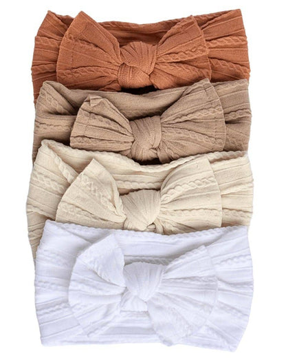 Solid Knit Nylon Headband - White