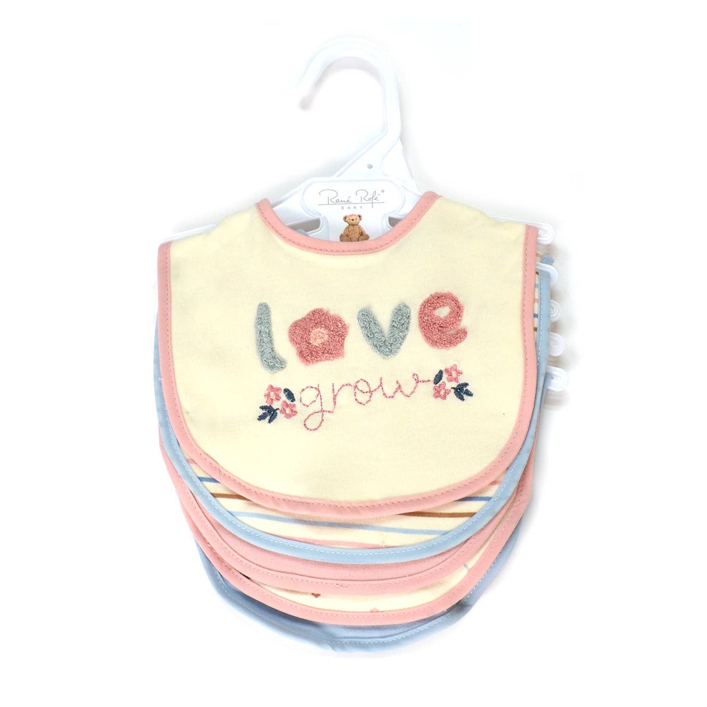 5 Pack Soft Cotton Poly Embroidered Baby Bibs