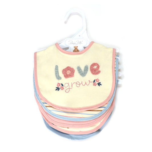 5 Pack Soft Cotton Poly Embroidered Baby Bibs