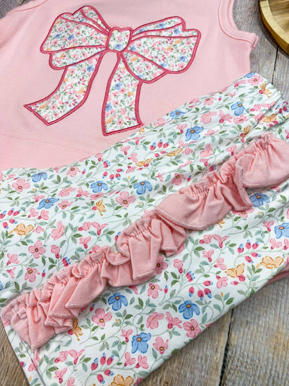 Pink Floral Bow Set