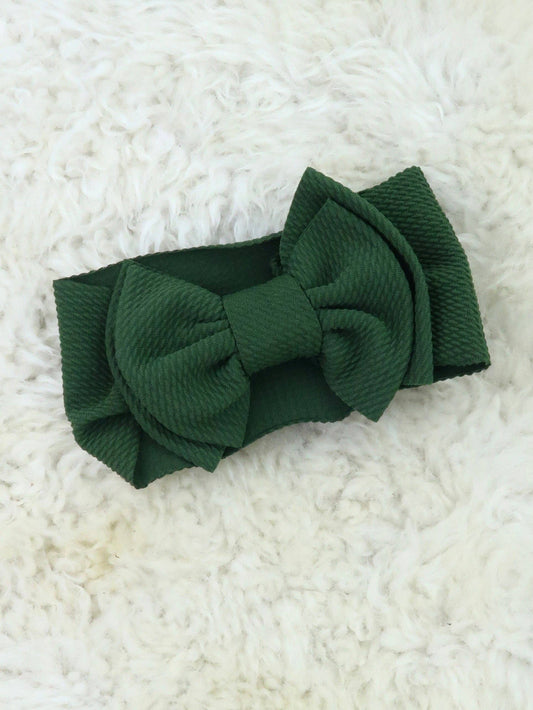 Double Layer Waffle Bow Headwrap - Hunter Green