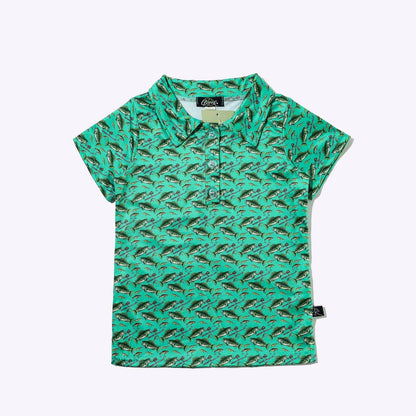 Reelin' in Green Boy Collar Shirt