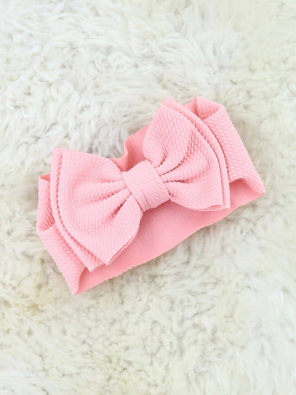 Double Layer Waffle Bow Headwrap - Rose Water