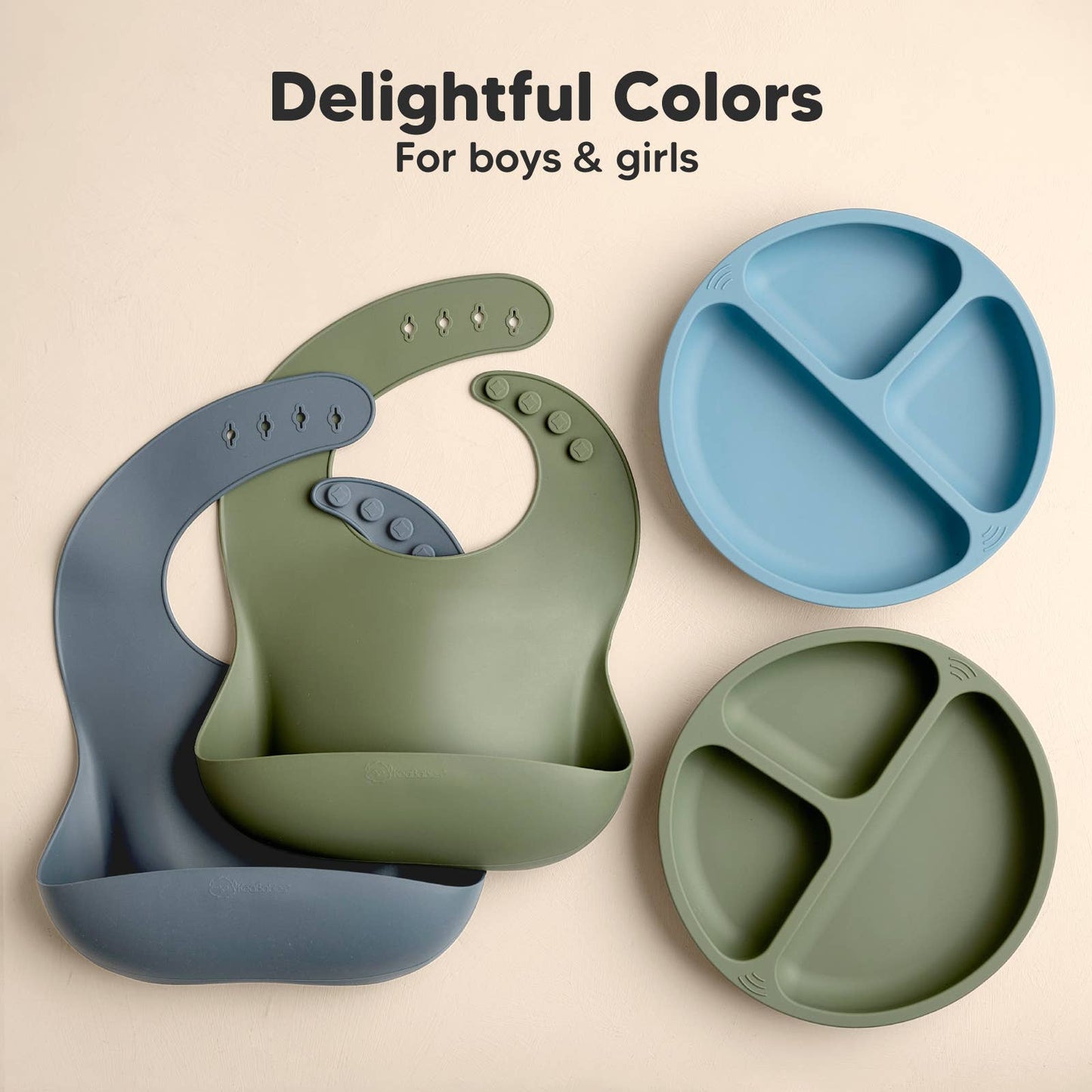 2-Pack Prep Silicone Bibs for Babies, Toddlers, Boys, Girls: Slate
