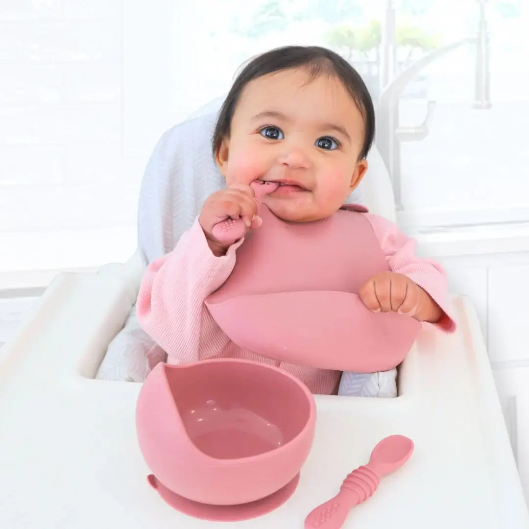 Suction Bowl & Training Spoons - Dusty Rose: Dusty Rose