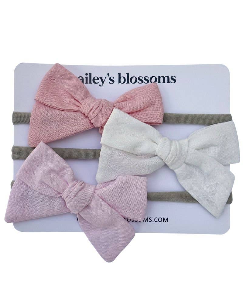 3-Piece Linen Nylon Headband Set - Pinks