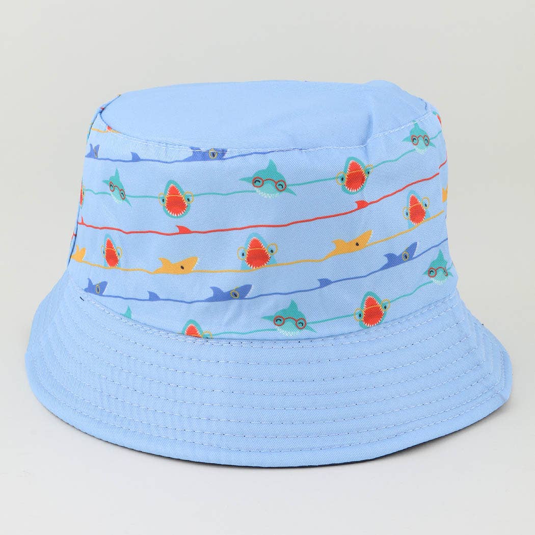 KIDS Happy Shark Bucket Hat: Blue