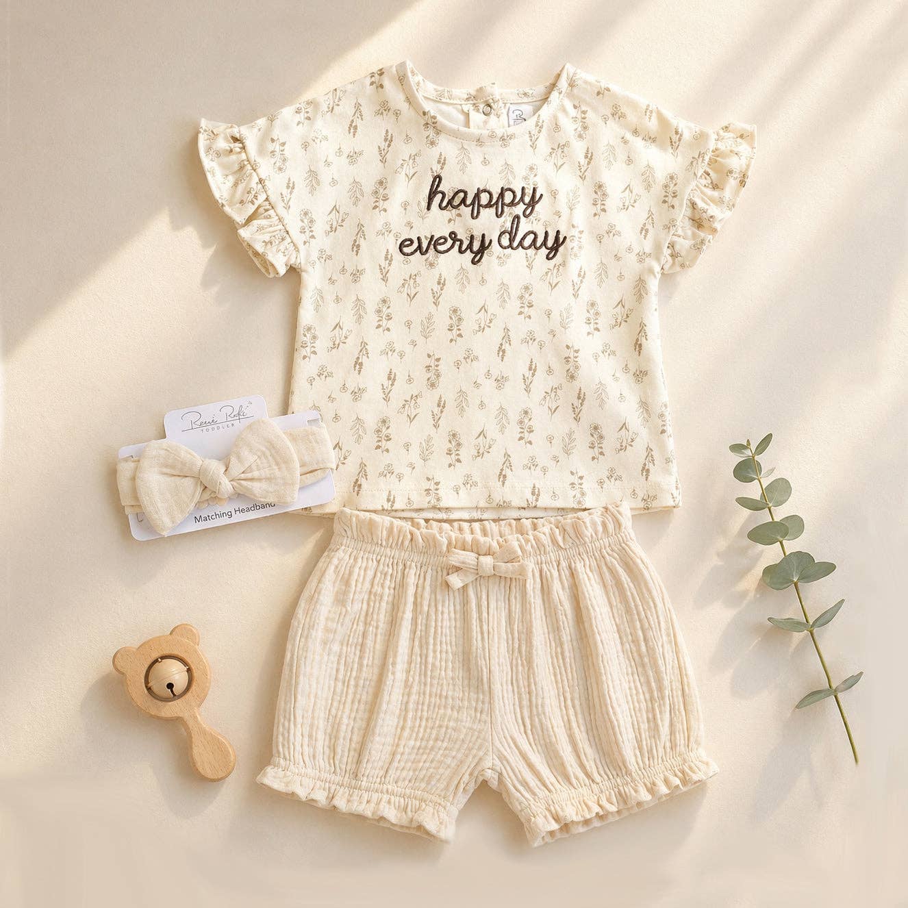 Baby Girl Summer Clothes Ruffle Short Sleeve Cotton T-Shirt Shorts Set: 3T