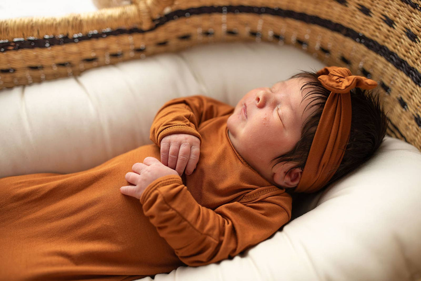 Saddle Longhorn Orange Western Knotted Newborn Baby Gown & Hat