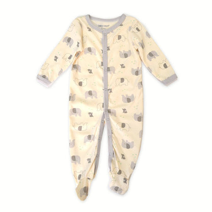 Cute Elephant Pattern Zipper Footie Pajamas