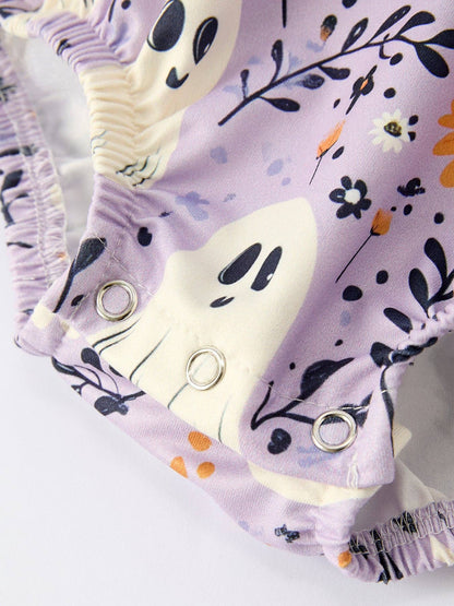 Halloween Ghost Print Baby Girl Romper