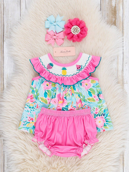 Fruity Summer Garden Smocked Bloomers Outfit