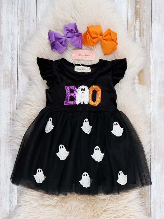 Boo Ghost Embroidered Tulle Dress