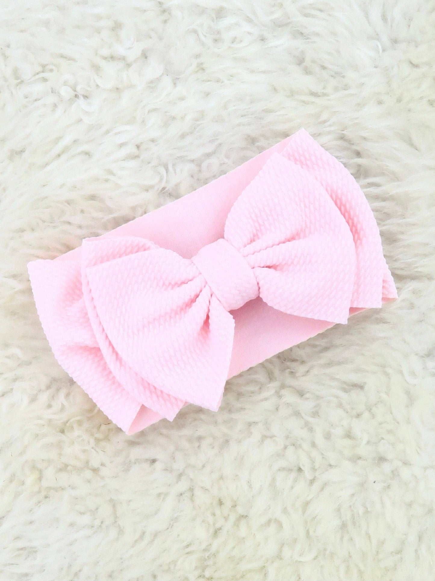 Double Layer Waffle Bow Headwrap - Rose Water