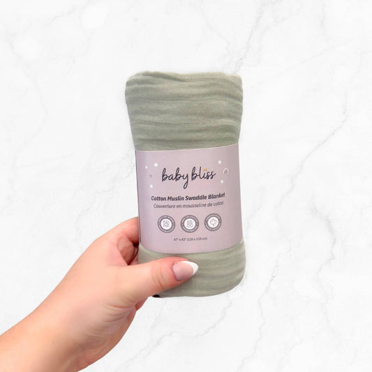 Muslin Swaddle Blanket - Light Sage