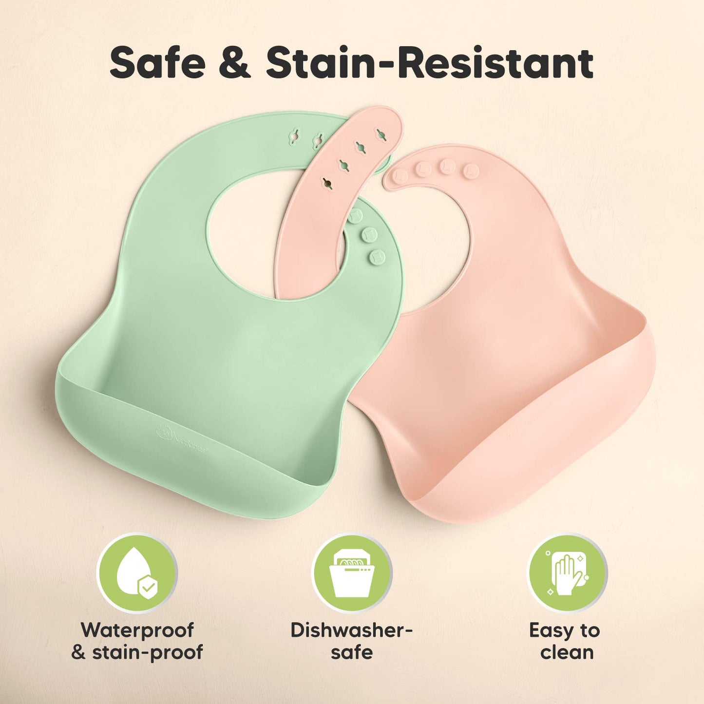 2-Pack Prep Silicone Bibs for Babies, Toddlers, Boys, Girls: Mellow