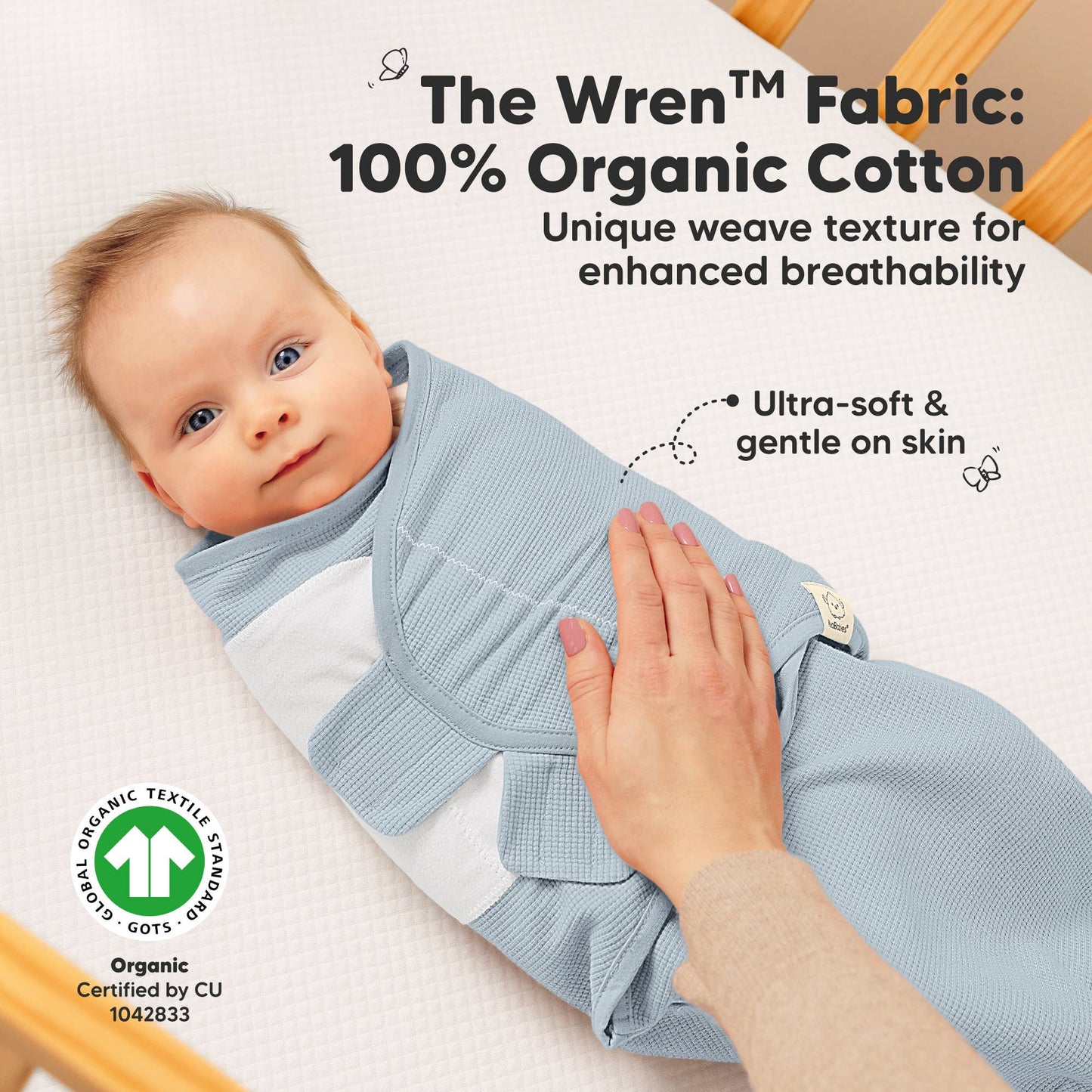 3pk Soothe Wren Swaddle Sleep Sacks for Newborns: Glacier / OS 0-3M