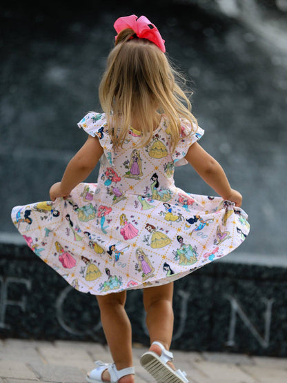 Summer Pattern Ruffle Sleeve Girls Dress: 2